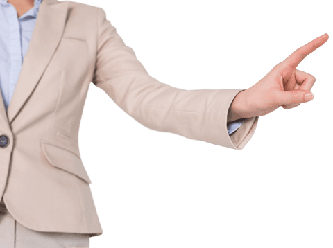Businesswoman Pointing Finger on Transparent Background Isolated