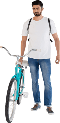casual bearded man with bicycle transparent background - Download Free Stock Videos Pikwizard.com