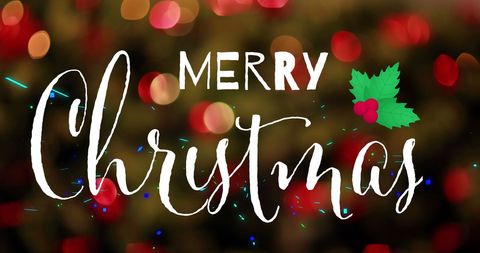 Festive Merry Christmas Greetings with Bokeh Lights