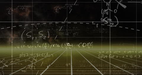 Futuristic Digital Equations With Grid and Overlay