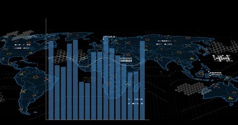 Futuristic Global Data Visualization with Bar Graphs - Download Free Stock Images Pikwizard.com