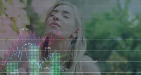 Woman Embracing Nature with Forecast Data Visualization