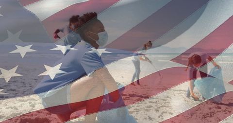 Diverse Female Volunteers Clean Beach for Environmental Protection