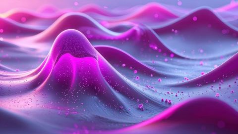 Futuristic neon waves with glowing particles