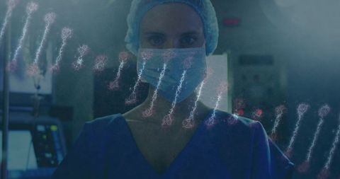 Surgeon with DNA Strands Conceptualizing Medical Innovation