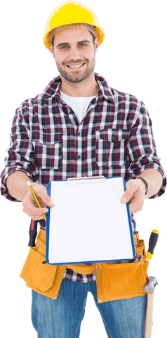 Transparent Construction Worker Smiling with Clipboard - Download Free Stock Videos Pikwizard.com