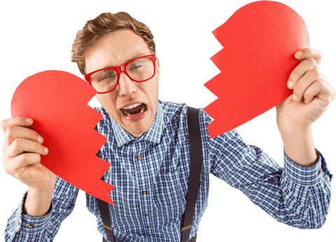 geeky hipster holding transparent broken heart prop with red glasses - Download Free Stock Videos Pikwizard.com