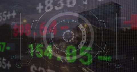 Financial Data Processing Interface Over Modern Cityscape - Download Free Stock Images Pikwizard.com