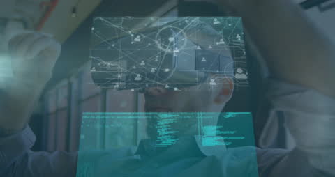 Person Engaging with Augmented Reality Digital Data Interfaces