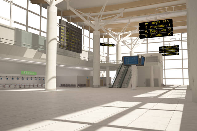 Transparent Interior Airport Terminal with Modern Design Elements on Isolated Background - Download Free Stock Videos Pikwizard.com