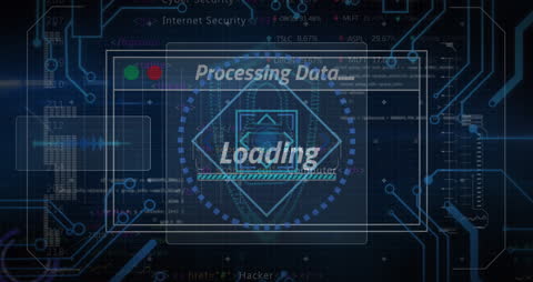 Digital Data Processing Animation with Networking Grid