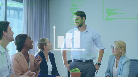 Diverse Business Team in Discussion Analyzing Growth Data