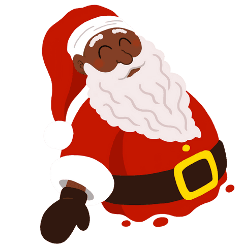 Whimsical Cartoon Santa Drifting with Transparent Background