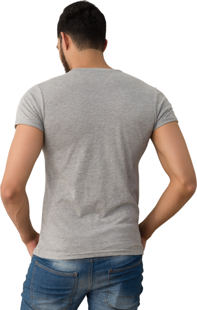 Transparent view of casual male model in grey t-shirt and jeans from the back - Download Free Stock Videos Pikwizard.com