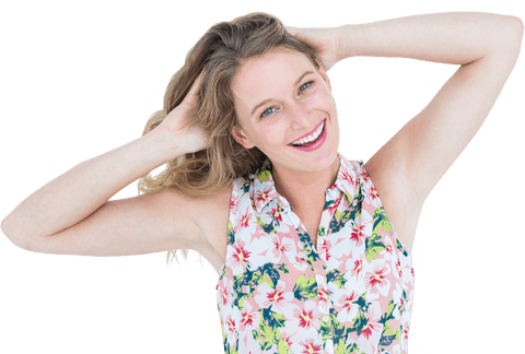 joyful woman smiling wearing floral top on transparent background - Download Free Stock Videos Pikwizard.com
