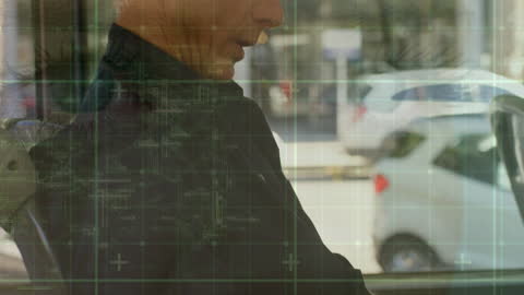 Businessperson Analyzing Data with Financial Overlay