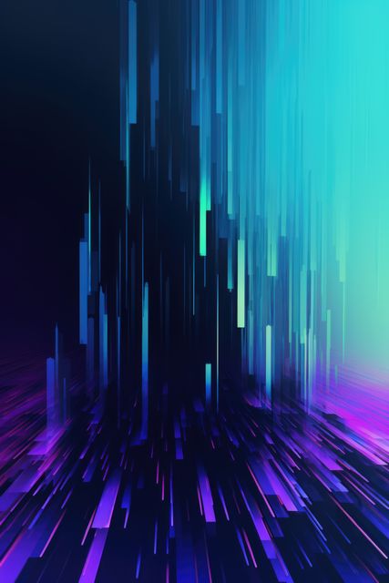 Glowing blue interference lines and lights on black, created using generative ai technology. Visual distortion and data technology abstract background concept digitally generated image.