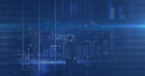 Businessman Analyzing Financial Growth with Virtual Data