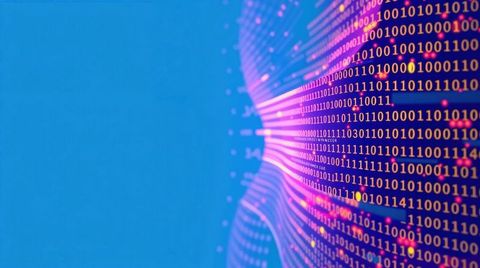 Flowing 3D Binary Code Ribbon with Glowing Particles in Digital Display - Download Free Stock Images Pikwizard.com