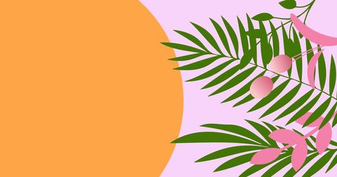 Tropical Leaves on Colorful Abstract Background