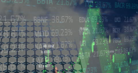 Financial Data Superimposed on City Skyline