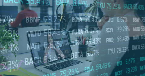 Virtual Business Meeting with Stock Market Data Overlay