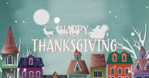 Thanksgiving Message with Santa in Winter Wonderland Scenery