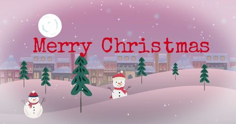 Festive Merry Christmas Greeting with Snowy Winter Wonderland