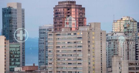 Digital Financial Data Overlay on Urban Cityscape at Dusk
