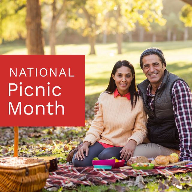 Couple Celebrating National Picnic Month in Park - Download Free Stock Templates Pikwizard.com