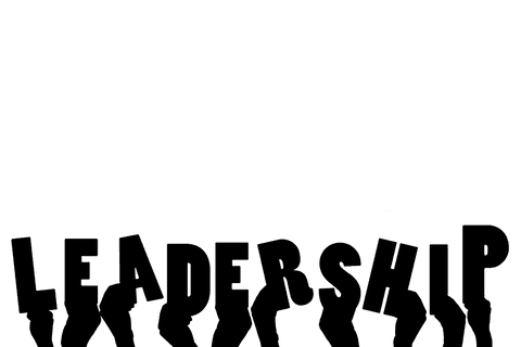 Transparent leadership text and vector hands