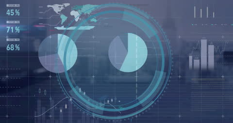 Futuristic Financial Data Animation with Global Insights
