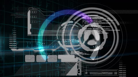 Digital Technology Interface with Scanning HUD Animation