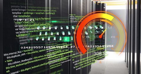 data processing with digital speedometer in server room - Download Free Stock Images Pikwizard.com