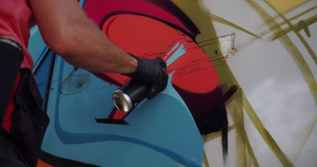 Graffiti Artist Spray Painting Colorful Mural Close-Up - Download Free Stock Images Pikwizard.com