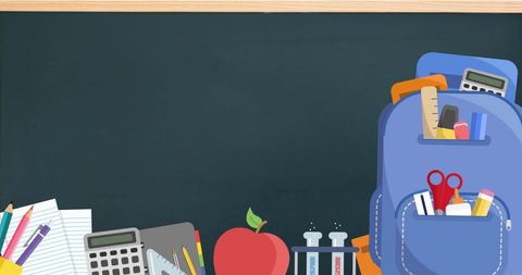School Supplies Arrangement Near Blackboard for Education Concept - Download Free Stock Images Pikwizard.com