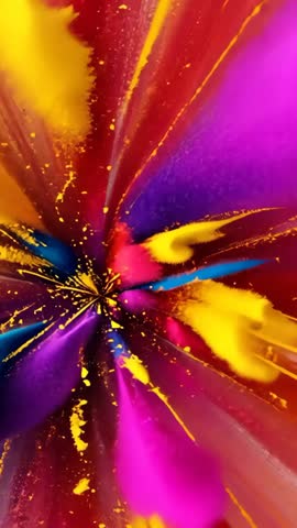Bursting Neon Pigment Explosion Vertical Video Showing Vibrant Abstract Color Splash