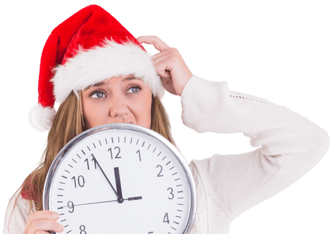 woman in santa hat showing transparent clock for christmas countdown - Download Free Stock Videos Pikwizard.com