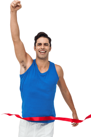 Transparent Athlete Celebrating Crossing Finish Line Victory