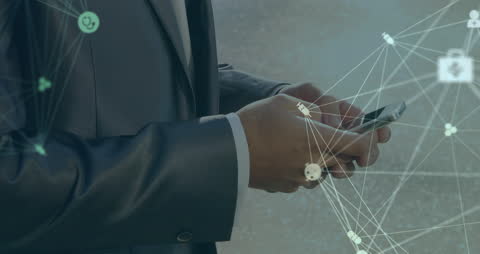 Businessman Using Smartphone in Digital Network Environment