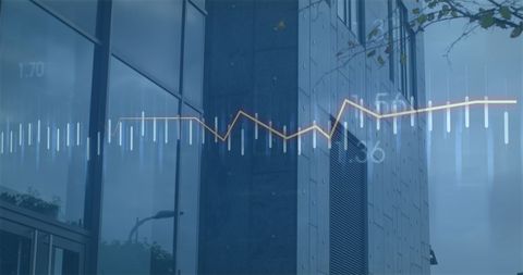 Financial Data Interface Against Modern City Skyscraper