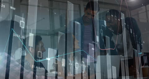 Diverse Business Team Analyzing Stock Market Data Visualization