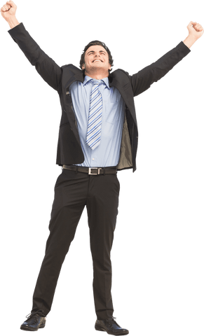 cheering businessman celebrating success on transparent background - Download Free Stock Videos Pikwizard.com