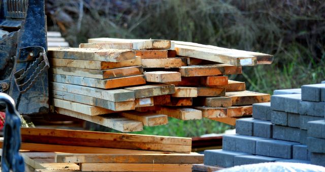 Close-Up of Lumber and Construction Materials at Building Site - Download Free Stock Images Pikwizard.com