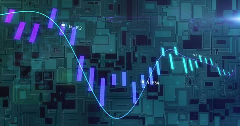 Digital Financial Data Visualization over Circuit Board - Download Free Stock Images Pikwizard.com