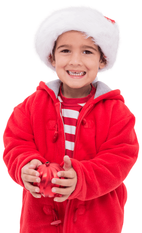 adorable boy holding red bauble in festive outfit, transparent background - Download Free Stock Videos Pikwizard.com