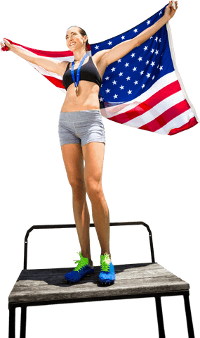 caucasian athlete celebrating victory with american flag on transparent background - Download Free Stock Videos Pikwizard.com