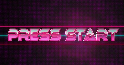 Retro Press Start Text with Futuristic Neon Lighting
