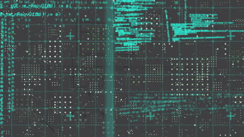 Futuristic Digital Interface Display with Coding Motions