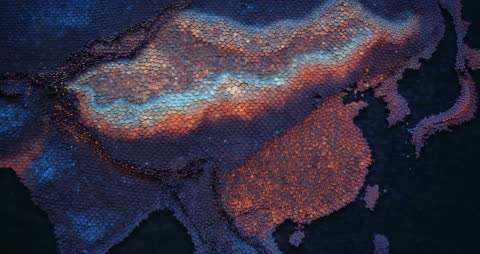 Dynamic Grid Animation with Vibrant Hexagonal Patterns and Waves